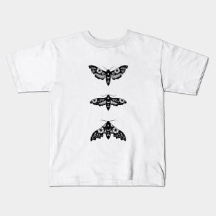 Lime Hawk Moths Night - Black Kids T-Shirt